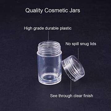 PandaHall Elite 30 Pieces 25ml Clear Plastic Bead Storage Containers Organizers Box Pot Jars with Screw Lids for Beads, Jewelry, Nail Art, Cosmetics and Other Small Items (1.85 x 1 Inch)