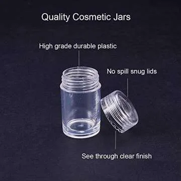 PandaHall Elite 30 Pieces 25ml Clear Plastic Bead Storage Containers Organizers Box Pot Jars with Screw Lids for Beads, Jewelry, Nail Art, Cosmetics and Other Small Items (1.85 x 1 Inch)