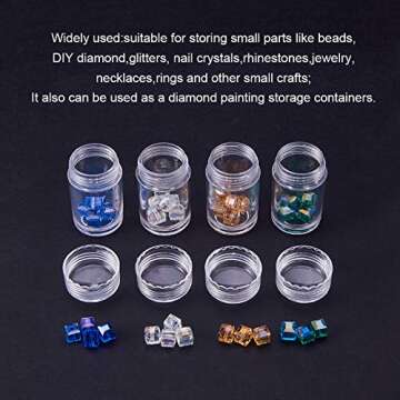 PandaHall Elite 30 Pieces 25ml Clear Plastic Bead Storage Containers Organizers Box Pot Jars with Screw Lids for Beads, Jewelry, Nail Art, Cosmetics and Other Small Items (1.85 x 1 Inch)