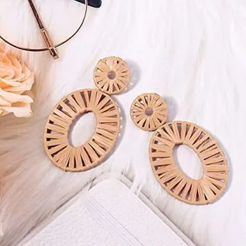 Stylish Statement Raffia Earrings for Women  - Handmade Boho Charm