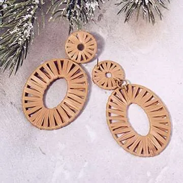 Stylish Statement Raffia Earrings for Women  - Handmade Boho Charm