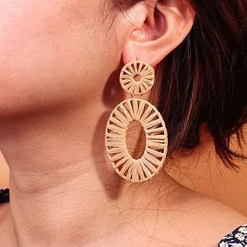 Stylish Statement Raffia Earrings for Women  - Handmade Boho Charm