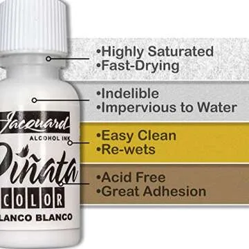 Jacquard Pinata Alcohol Ink - Metallic Alcohol Ink Colors Bundle - Made in USA - Silver - Copper - Pearl - Brass - Rich Gold - Blanco Blanco - Bundled with Moshify Blending Pen