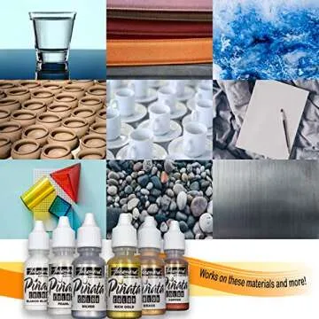 Jacquard Pinata Alcohol Ink - Metallic Alcohol Ink Colors Bundle - Made in USA - Silver - Copper - Pearl - Brass - Rich Gold - Blanco Blanco - Bundled with Moshify Blending Pen