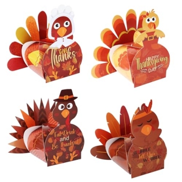 48 Pcs 3D Thanksgiving Gift Boxes Turkey Treat Boxes Thankful Goodies Candy Boxes Cookies Chocolate ...