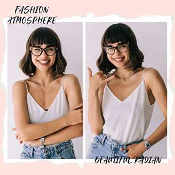 IBOANN 3 Pack Cat Eye Blue Light Glasses for Wome -Fashion Fake Eyeglasses Oversized Frame-Filtering Blu-Ray Computer