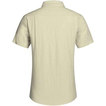 COOFANDY Men's Summer Casual Shirt Button Up Basic Solid Linen Business Shirts
