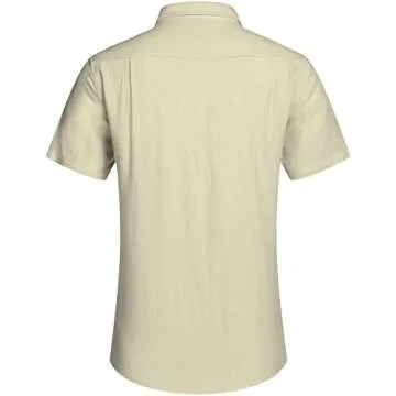 COOFANDY Men's Summer Casual Shirt Button Up Basic Solid Linen Business Shirts