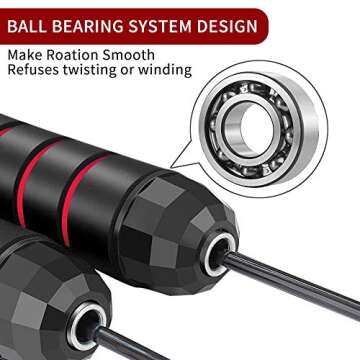 Jump Rope Tangle-Free with Ball Bearings Rapid Speed Skipping Rope Cable, Adjustable Jumping Ropes with 6" Memory Foam Handles for Men, Women and Kids - 2 Pack