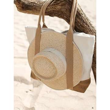 Large Woven Beach Tote with Hat Holder - TRIBECA TRIBE