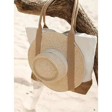 Large Woven Beach Tote with Hat Holder - TRIBECA TRIBE