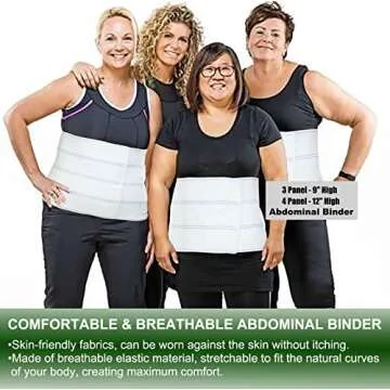 Abdominal Binder Lower Waist Support Belt - Abdominal Brace Post-Surgical Compression Wrap for Men and Women (45" - 60") 3 PANEL - 9"