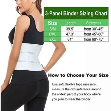 Abdominal Binder Lower Waist Support Belt - Abdominal Brace Post-Surgical Compression Wrap for Men and Women (45" - 60") 3 PANEL - 9"