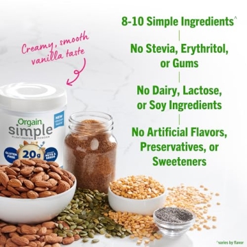 Orgain Organic Simple Vegan Protein Powder Vanilla 20g Protein