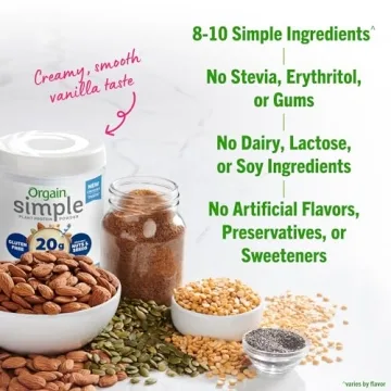 Orgain Organic Simple Vegan Protein Powder Vanilla 20g Protein