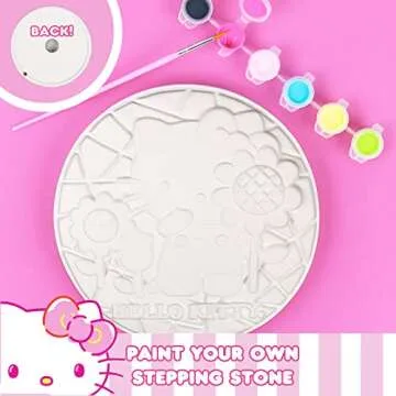 Sanrio Hello Kitty Paint Your Own Stepping Stone, Includes 7” 6 Paints & 1 Paintbrush, Cute Gifts for Kids Teens Girls Adults