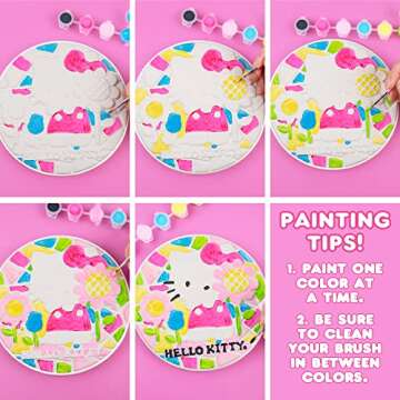 Sanrio Hello Kitty Paint Your Own Stepping Stone, Includes 7” 6 Paints & 1 Paintbrush, Cute Gifts for Kids Teens Girls Adults