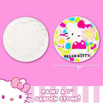 Sanrio Hello Kitty Paint Your Own Stepping Stone, Includes 7” 6 Paints & 1 Paintbrush, Cute Gifts for Kids Teens Girls Adults