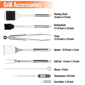 ValueMax 15 Pcs BBQ Grill Accessories, Grill Set, Grilling Gifts for Men, Barbecue Tools for Indoor ...