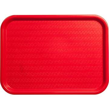 Carlisle FoodService Products CT121605 Café Standard Cafeteria / Fast Food Tray, 12" x 16", Red