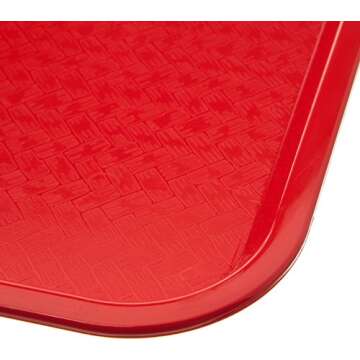Carlisle FoodService Products CT121605 Café Standard Cafeteria / Fast Food Tray, 12" x 16", Red