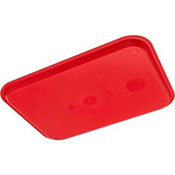 Carlisle FoodService Products CT121605 Café Standard Cafeteria / Fast Food Tray, 12" x 16", Red