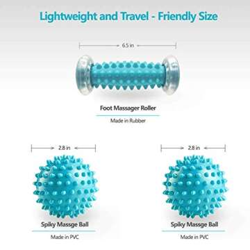 JAZZAIR Foot Massage Roller and Spiky Massage Ball Set for Plantar Fasciitis Relief, Heel Foot Arch ...