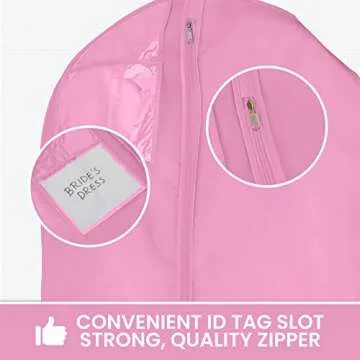 Wedding Dress Garment Bag 16 inch Gusseted, Durable, For Long Puffy Gowns, Clear Vinyl Pouch for Labeling