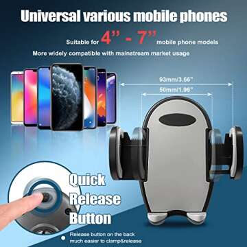 JOYEUX Phone Mount for Car Phone Holder with Strong Suction Cup, Stabilize Dashboard Windshield Truck Cell Phone Holder Compatible All Thick Case & Large Phone