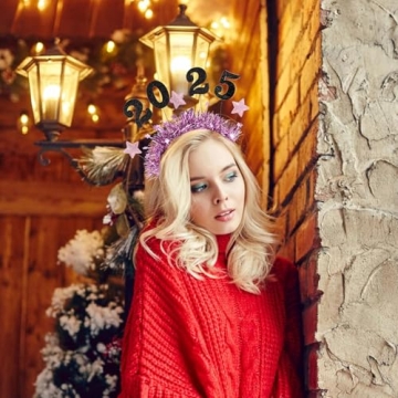 KIPETTO 2025 Headband Happy New Year Headband Tiara 3Pcs Glitter Sparkles New Year Eve Hair Accessories New Years Party Favors Supplies