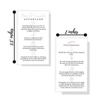Brow Tint and Lamination Aftercare Instruction Cards | 50 Pack | Pink Minimalist Simple for Kit Henn...