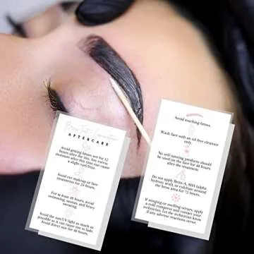 Brow Tint and Lamination Aftercare Instruction Cards | 50 Pack | Pink Minimalist Simple for Kit Henna Client Cards Eyebrow Kit Handout with Intake Forms Business Card 2x3.5” Each
