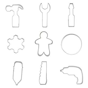 Mini Construction Tools Cookie Cutters Set of 9 pcs, Stainless Steel Mini Hardware Tools Series Shap...