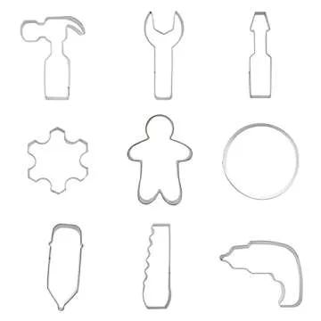 Mini Construction Tools Cookie Cutters Set of 9 pcs, Stainless Steel Mini Hardware Tools Series Shap...