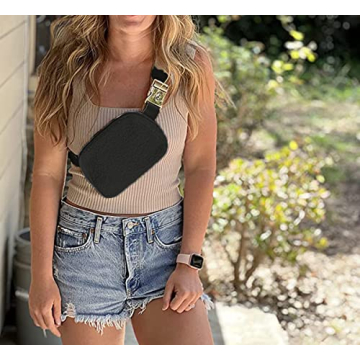 Athletica Everywhere Fleece Belt Bag,Crossbody Bag Fanny Pack for Women,Cute Mini Everywhere Bum Hip Waist Pack,Gold Buckle Dupes