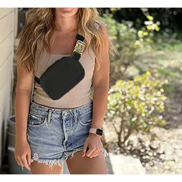 Athletica Everywhere Fleece Belt Bag,Crossbody Bag Fanny Pack for Women,Cute Mini Everywhere Bum Hip Waist Pack,Gold Buckle Dupes