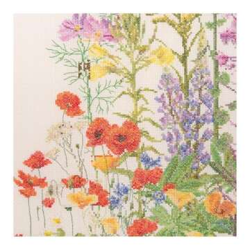 Thea Gouverneur American Wild Flowers Cross Stitch Kit - Embroidery Supplies Included