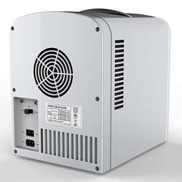 Uber Appliance Mini Fridge for Beauty, Skin Care, Makeup, Cosmetics Storage-6 can Capacity Portable Refrigerator Cooler and Warmer-Thermoelectric Technology-for Bedroom, Office, Dorm or car