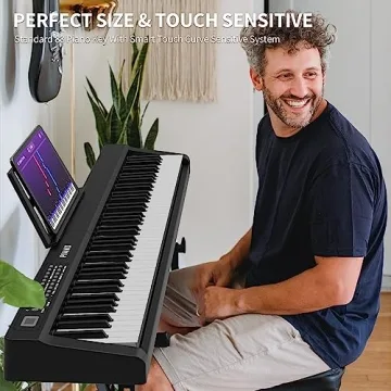 88-Key Digital Piano with Stand and Bluetooth Features