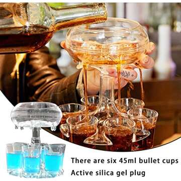 ALEVMOOM 6 Shot Glass Dispenser and Holder Dispenser For Filling Liquids Multiple 6 Shot Dispenser,B...