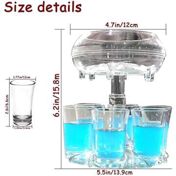ALEVMOOM 6 Shot Glass Dispenser and Holder Dispenser For Filling Liquids Multiple 6 Shot Dispenser,Bar Shot Dispenser,Cocktail Dispenser,Carrier Liquor Dispenser Drink Tool,Dispenser With Slogan