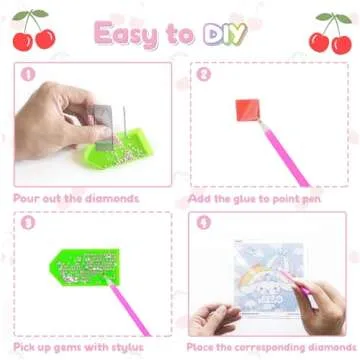 Diamond Art Kits for Kids - 4 Pack Diamond Art Painting Kits - Arts and Crafts for Kids Ages 8-12 - Diamond Art Mosaic Kits - Crafts for Girls 8-12 - GEM Art for 5 6 7 9 10 Year Old Girl Boys Gifts