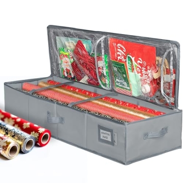 Premium Wrapping Paper Storage Container - Durable 600D Material - Fits 27 Rolls with Extra Pockets ...