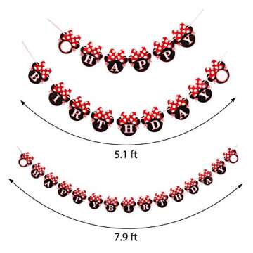 Red Minnie Birthday Banner for Kids Celebrations