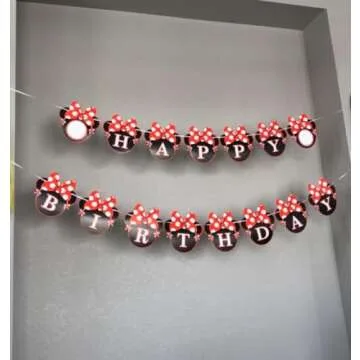 Red Minnie Birthday Banner for Kids Celebrations