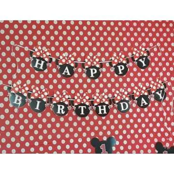 Red Minnie Birthday Banner for Kids Celebrations