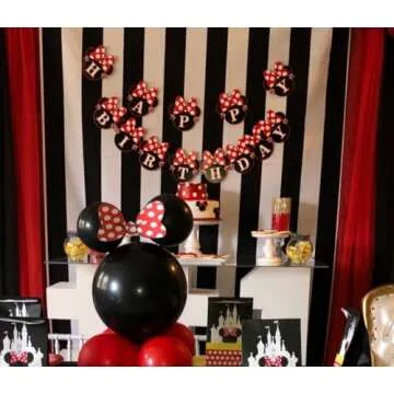 Red Minnie Birthday Banner for Kids Celebrations