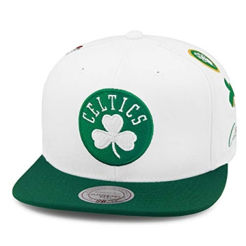 Mitchell & Ness Boston Celtics Snapback Hat Cap White/Green/6 Patches