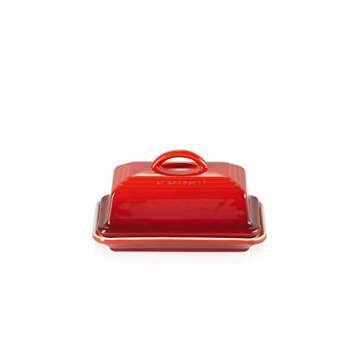 Elegant Le Creuset Stoneware European Butter Dish in Cerise