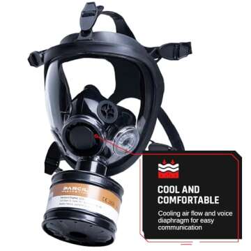 ST-100X Military Grade Full Face Respirator Mask with Advanced Air Filtration - For Chemical, Smoke, and Particulate Protection in Emergency Situations